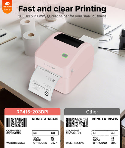 Rongta 4x6 Bluetooth Shipping Label Printer - Thermal Label Printer for Shipping Packages, Small Business, Home, Office, Compatible with Amazon, Tiktok, Etsy, USPS, Commercial Grade, Pink