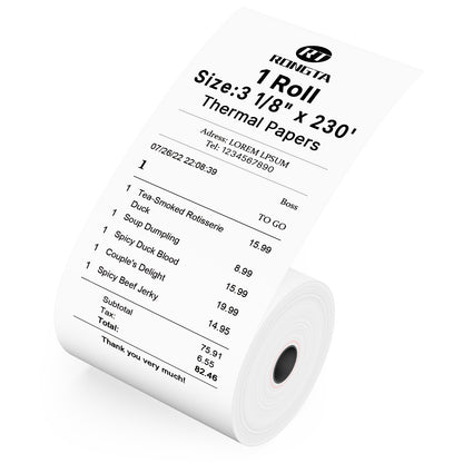 80MM (3 1/8 x 230) Thermal Paper 1 Rolls POS Receipt Paper
