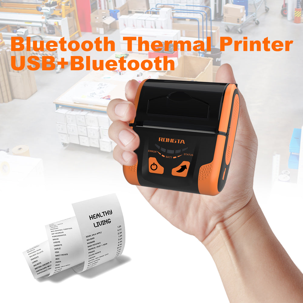 Rongta Portable 80mm POS Printer, Mobile Thermal Receipts Printer, USB&Bluetooth Connection, Compatible with Android Phone, Do Not Square/Ipad/Computer/Android Tablet(RPP300)
