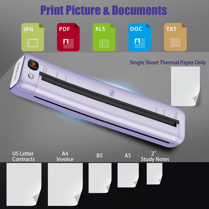 Rongta F81 Bluetooth Thermal Portable Printer Support US Letter (Purple)