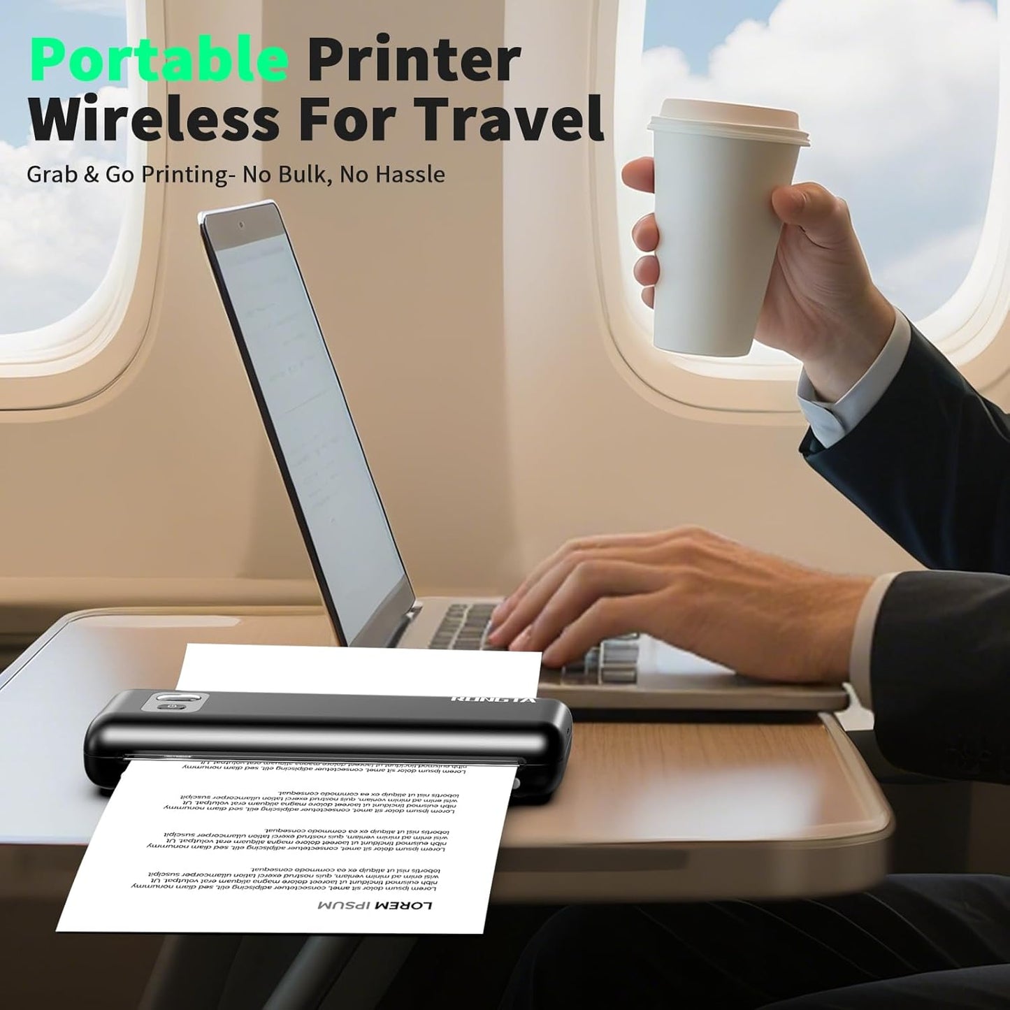 Rongta F82 Bluetooth Thermal Portable Printer Support US Letter (Black)