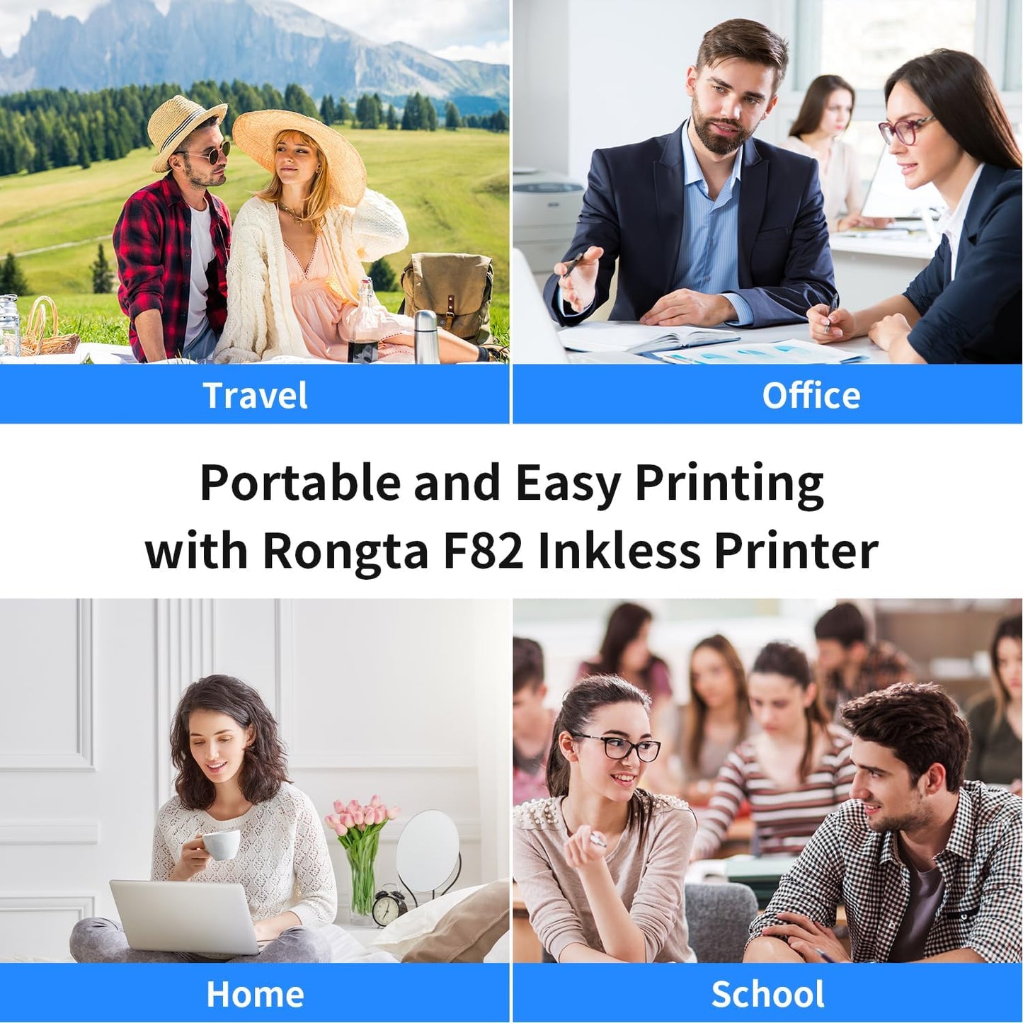 Rongta F82 Bluetooth Thermal Portable Printer Support US Letter (White)