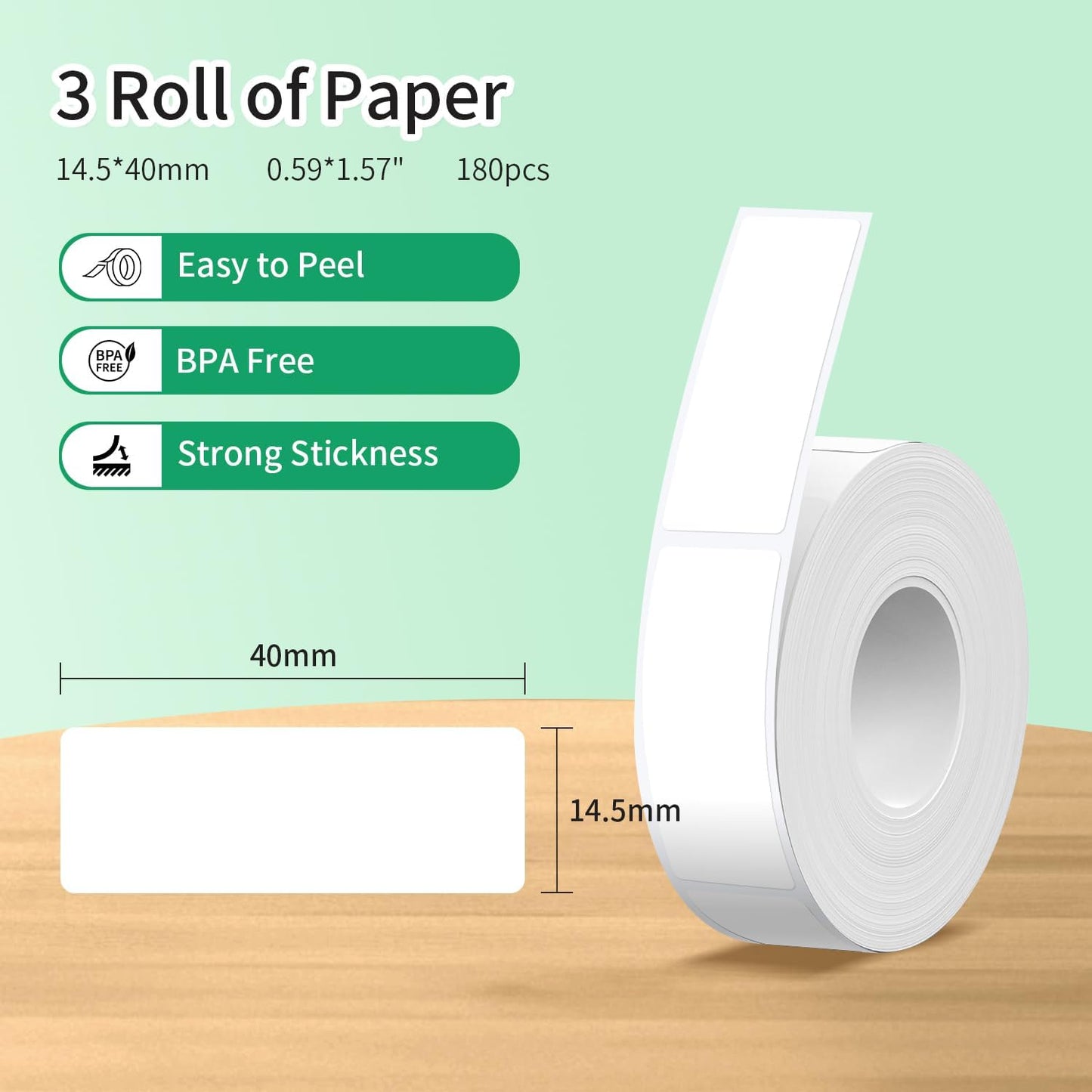 Rongta R5 Thermal Label Maker Sticker Tape, 14x40mm (0.55"x1.57")