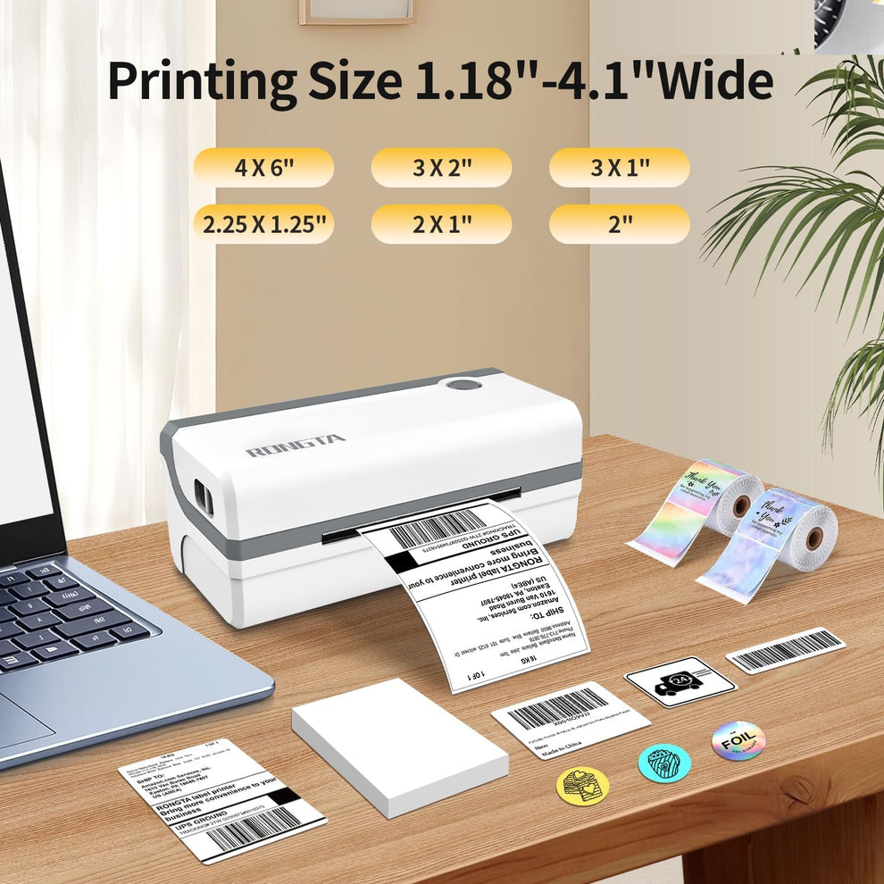 Ribbon Rp420 Rongta RP420 Bluetooth Thermal Shipping Label Printer (White grey)