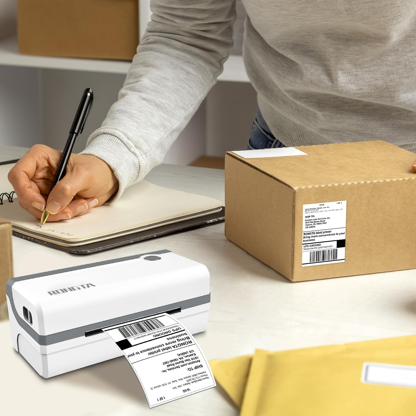 Rongta RP420 Bluetooth Thermal Shipping Label Printer (White grey)