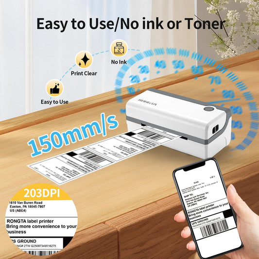 Rongta RP420 Bluetooth Thermal Shipping Label Printer (White grey)