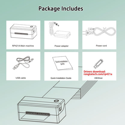 Rongta RP421A Thermal Shipping Label Printer (White)