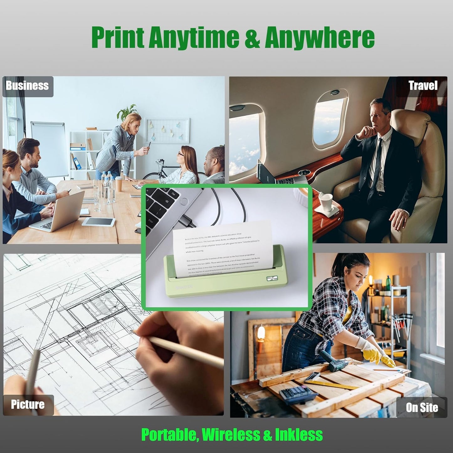 Rongta PN81 Inkless Portable Printer (Green)